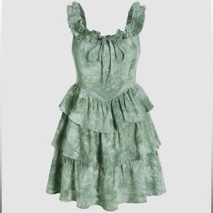 Green Ruffle Mini Dress